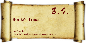 Boskó Irma névjegykártya